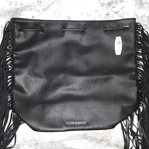 VICTORIA\'S SECRET Black Fringe Backpack Purse